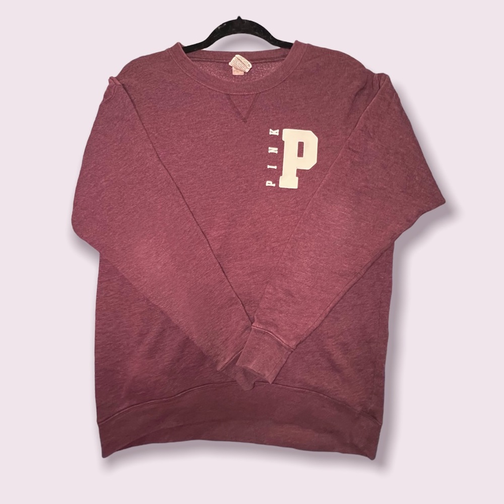 Victoria’s Secret PINK Burgundy Basic Pullover Sweatshirt Size XS